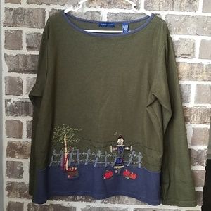 ❤Karen Scott Fall Scene Sweater Top